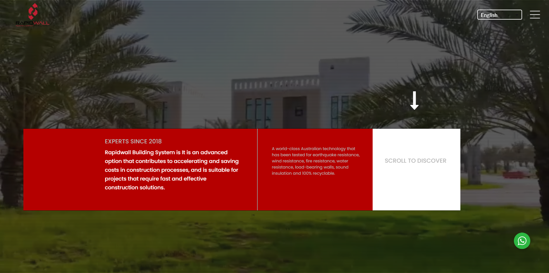 Homepage of the Rapidwall website